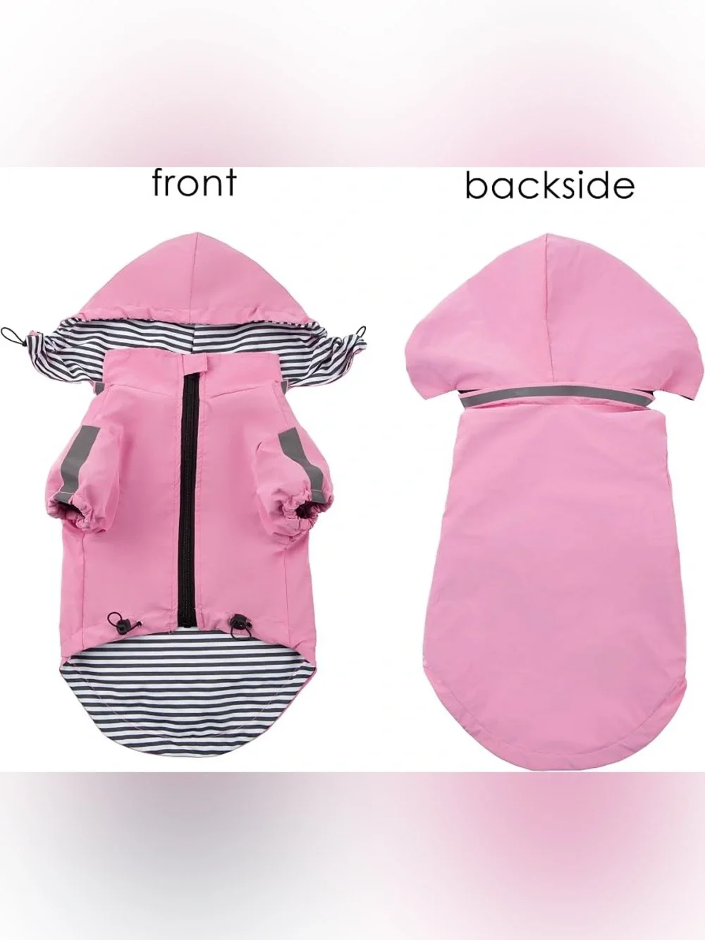OKpangcho dog raincoat (pink, size M). Features a detachable hood, making it a v